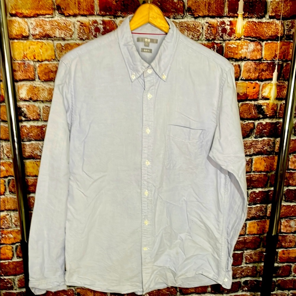 Uniqlo Men's Light Blue Button-Down Shirt pocket large slim fit - Picture 1 of 4